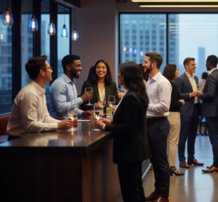 Afterwork animé avec groupe de jeunes professionnels chez Noon Casinos