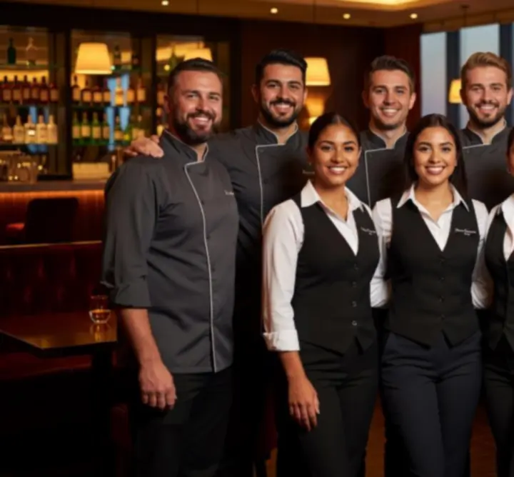 Équipe Noon Casinos souriante dans le restaurant
