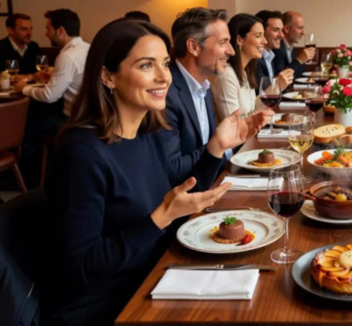 Grande table conviviale dressée pour un dîner festif chez Noon Casinos