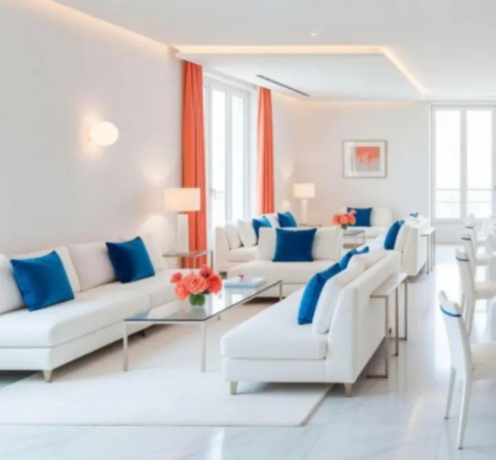 Vue design et colorée de l’intérieur de Noon Casinos avec éclairages chatoyants